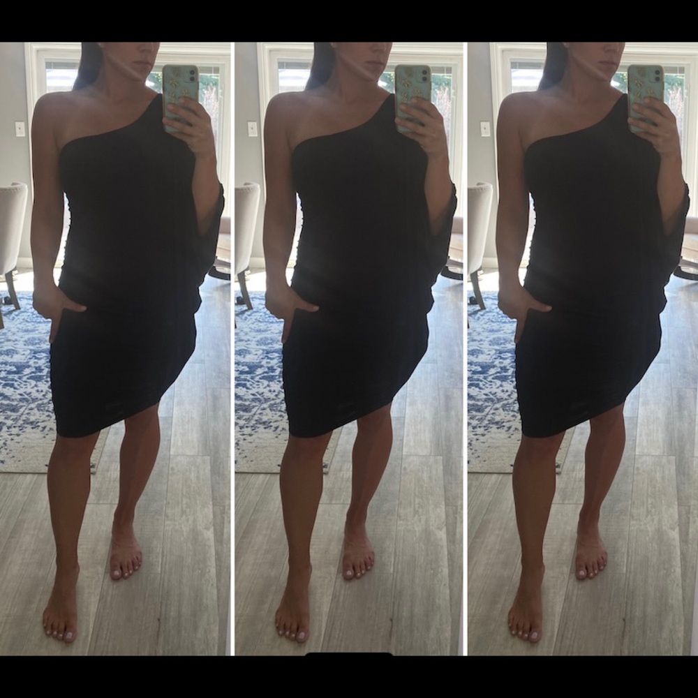 Tart size small, one shoulder black dress.